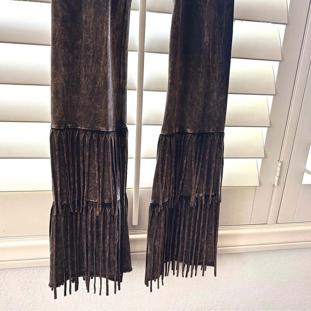 fringe flare leggings